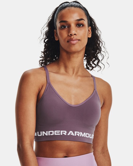 Women's UA Seamless Low Long Sports Bra, Purple, pdpMainDesktop image number 0